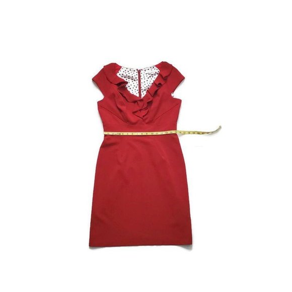 Sandra Darren Women’s Ruffle Front V-Neck Cap Sleeve Sheath Dress Size 8 - Picture 8 of 13